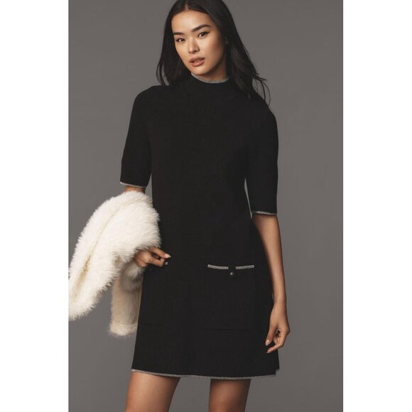 Size MP - Anthropologie The Annalise Mock-Neck Mini Sweater Dress by Maeve - Picture 1 of 16